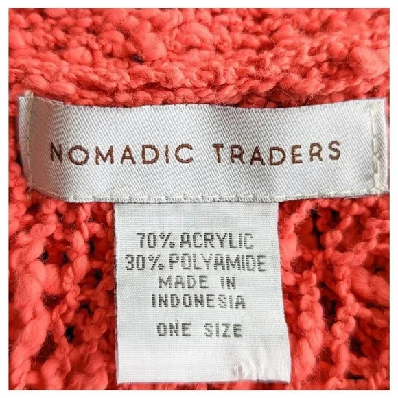 NOMADIC TRADERS Coral Crochet Cardigan One Size Open Front Summer Topper Sweater - Picture 6 of 7